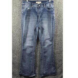 Love‎ SOHO Bootcut Jeans White Stitch Blue Medium Wash Stretch Womens Size 13